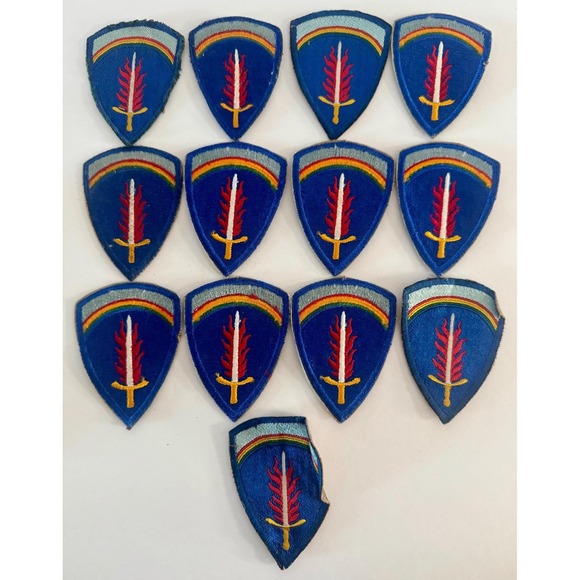 Other - 13 US Army Europe SHAEF Military Patch Sword Flame Rainbow Shield Emblem Sew On